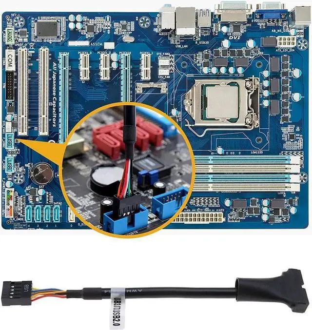 Alt view image 6 of 6 - BUCIER USB 3.0 19 Pin Male to USB 2.0 9 Pin Female Motherboard Cable Adapter ale/Female Housing Converter (19Pin Male to 9Pin Female)