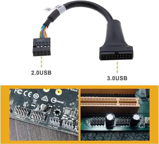 Alt view image 5 of 6 - BUCIER USB 3.0 19 Pin Male to USB 2.0 9 Pin Female Motherboard Cable Adapter ale/Female Housing Converter (19Pin Male to 9Pin Female)