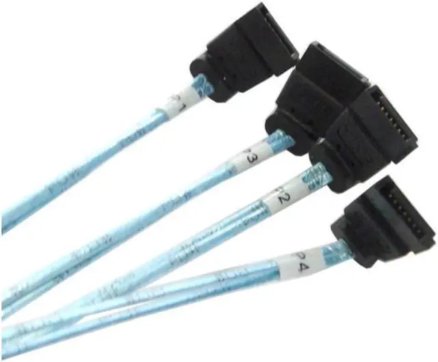 Alt view image 2 of 4 - BUCIER 80cm Mini SAS 4i SFF-8087 36 Pin Host to Reverse 270 Degree Angled 4 SATA 7Pin Target HDD Hard Drive Splitter Cable 10Gbps