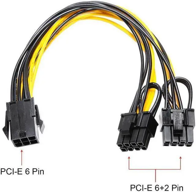 Alt view image 2 of 7 - BUCIER 2Pack PCI-E 8-Pin Male to Dual 8-Pin (6+2) Male PCI Express Power Adapter Cable for Power Supply Cable Graphics Video Card 8Pin Splitter