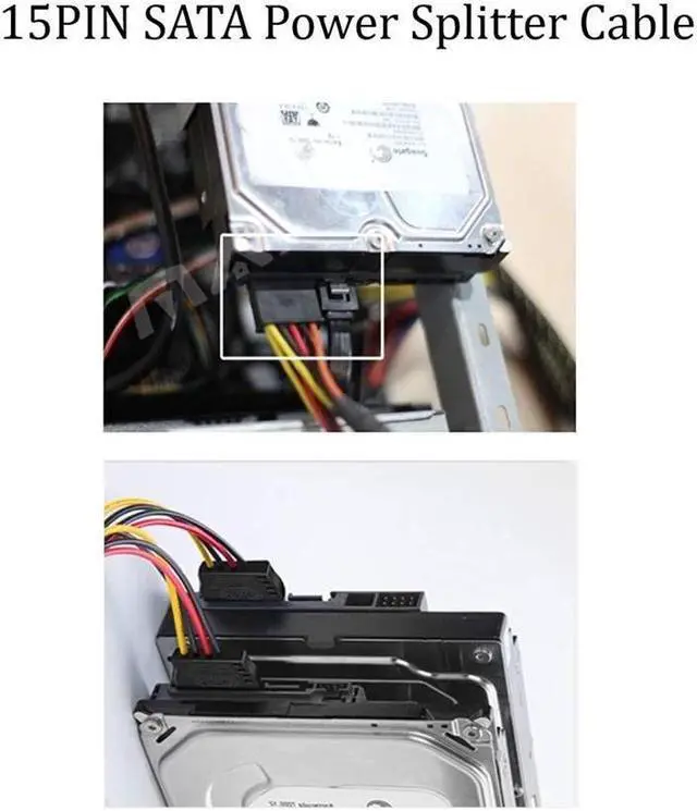 Alt view image 6 of 7 - BUCIER 5pcs 4 Pin Molex to 2×15 Pin SATA Power Y-Cable Adapter for IDE 8 Inches