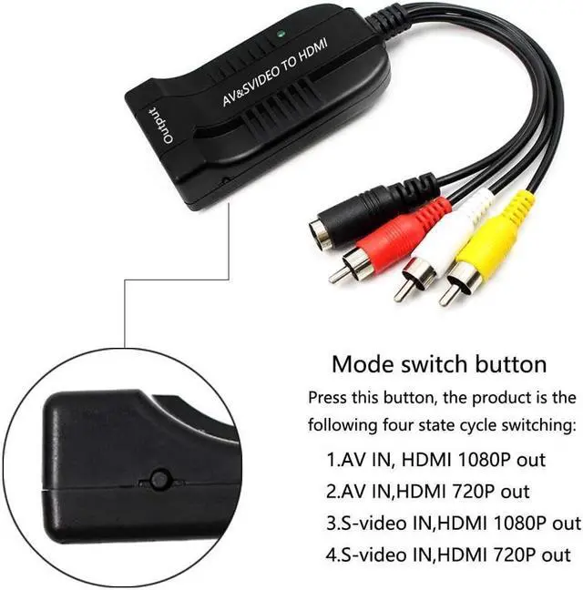 Alt view image 4 of 6 - BUCIER Female AV S Video to Hdmi Video Converter Adapter Female S Video Input PortFemale AV(CVBS) Input PortHdmi Output with Micro Cable for HDTV DVD