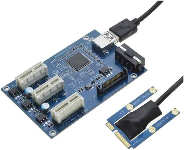 Main image of BUCIER Mini PCIe 1 to 3 PCI express 1X slots Riser Card Expansion adapter Mini ATX Laptop to PCI-e Port Multiplier