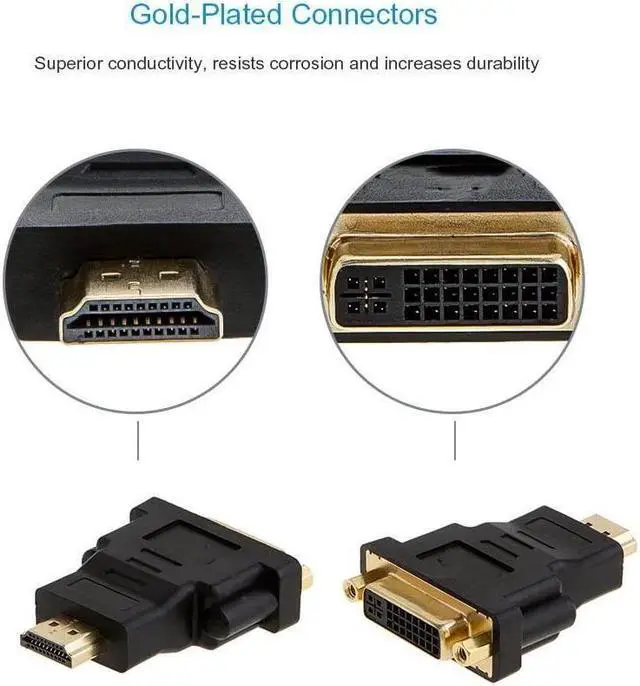 Alt view image 3 of 5 - BUCIER HDMI to DVI Adapter, [2-Pack] Bi-Directional HDMI Male to DVI Female Converter, 1080P DVI to HDMI Conveter, 3D for PS3,PS4,TV Box,Blu-ray,Projector,HDTV,0.15M Black