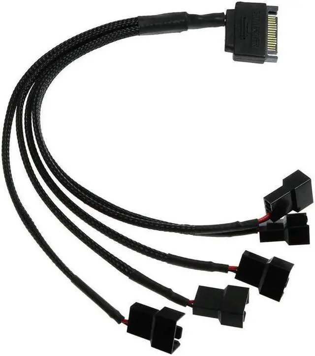 Alt view image 2 of 3 - BUCIER 15-Pin SATA to 5 Fan Adapter Cable SATA to 3 Pin/4 Pin PMW PC Case Fan Power Adapter Cable,Cooling Fan Y Splitter Cable
