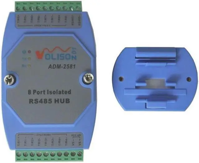 Main image of Isolated 8-way 485 Hub 8-port RS485 Distributor 1-to-8 Sharer Repeater Industrial Grade Guide Rail