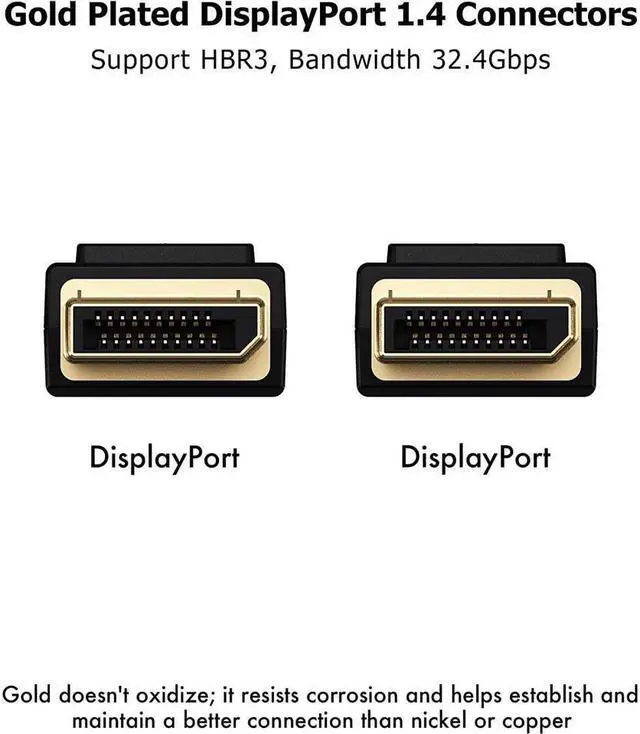 Alt view image 3 of 6 - BUCIER DisplayPort Cable 1.4 Infinnet 8K DisplayPort 1.4 1.4a Cable 2K 280Hz 240Hz 165Hz 4K 160Hz 144Hz 1080p 390Hz 360Hz Display Port DP 1.4 Cable HBR3 Cord HDR DisplayPort Cable 2m (6 feet)