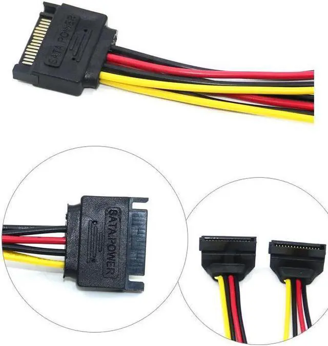 Alt view image 3 of 3 - BUCIER SATA Right Angle 1 to 2 ways 15Pin Sata Power Supply Extension Cable Male to dual Female SATA SSD Power Port Multiplier