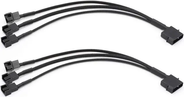 Main image of BUCIER 2 Pack Molex to 3 x 3 Pin or 4 Pin Computer PC Case Fan Power Splitter Adapter Cable, 10 inch