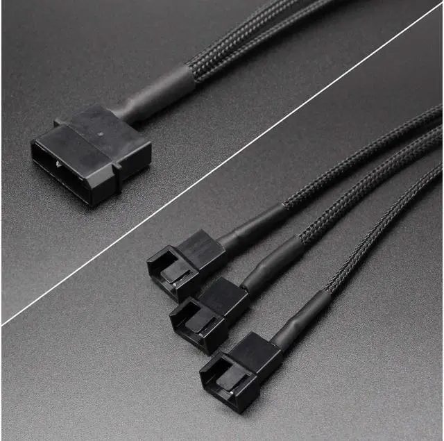 Alt view image 2 of 6 - BUCIER 2 Pack Molex to 3 x 3 Pin or 4 Pin Computer PC Case Fan Power Splitter Adapter Cable, 10 inch