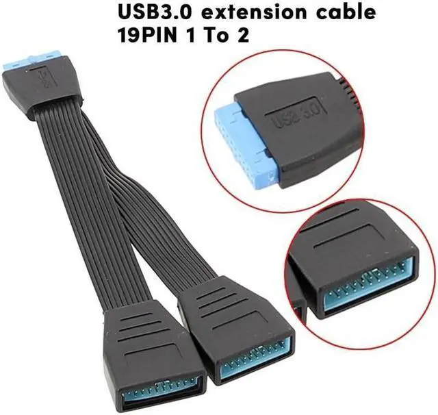 Alt view image 2 of 5 - BUCIER Motherboard USB Splitter Internal USB Hub 19 Pin USB 1 to 2 Splitter Cable 15CM
