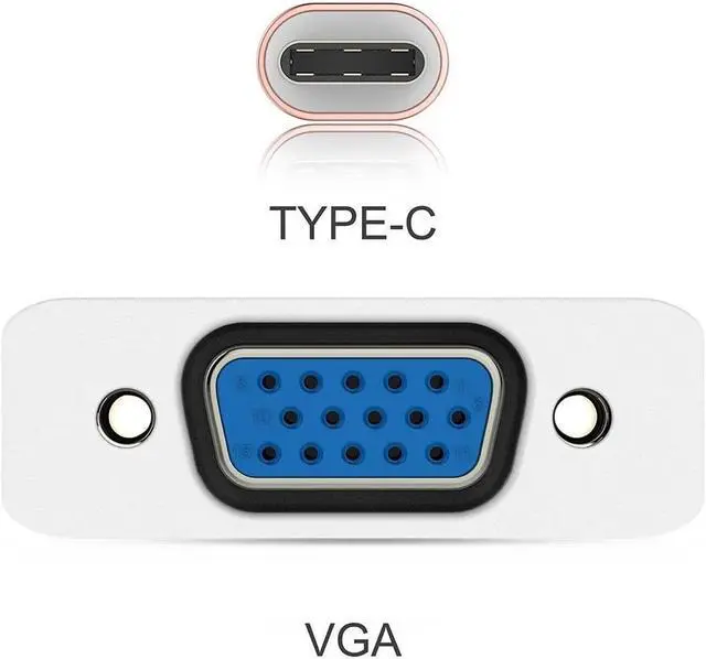 Alt view image 2 of 6 - BUCIER USB C to VGA Cable Adapter Type C to VGA Monitor Converter Compatible Apple 2020-2016 MacBook Pro 13/15/16 New Mac Air/Surface MacBook 12 Chromebook More