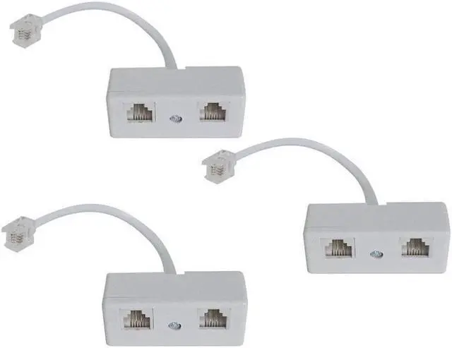 Main image of BUCIER [RJ11 Telephone Adapter] 3PCS 2-Way RJ11 6P4C Telephone Plug to RJ11 6P4C Socket Adapter and Splitter for Landline Telephone