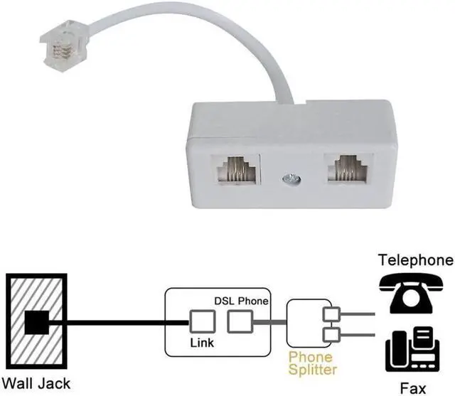Alt view image 5 of 7 - BUCIER [RJ11 Telephone Adapter] 3PCS 2-Way RJ11 6P4C Telephone Plug to RJ11 6P4C Socket Adapter and Splitter for Landline Telephone