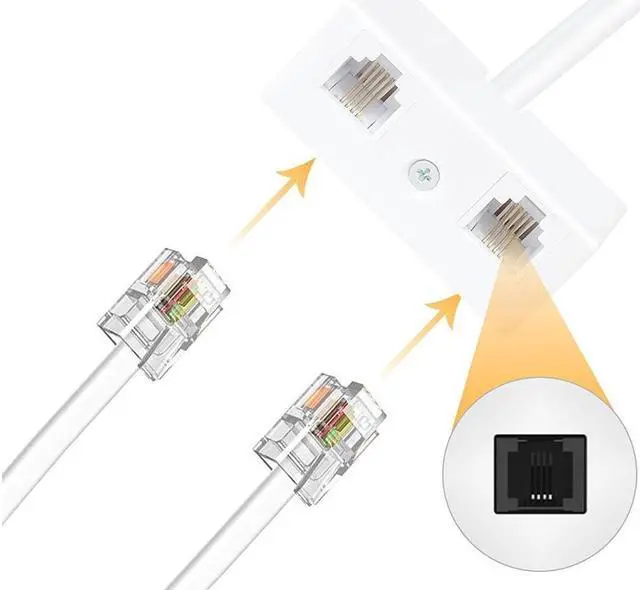 Alt view image 7 of 7 - BUCIER Telephone Splitter, RJ11 6P4C 1 Male to 2 Female Adapter, 2 Way RJ11 Telephone Plug to RJ11 Socket and Separator(2 Pack)