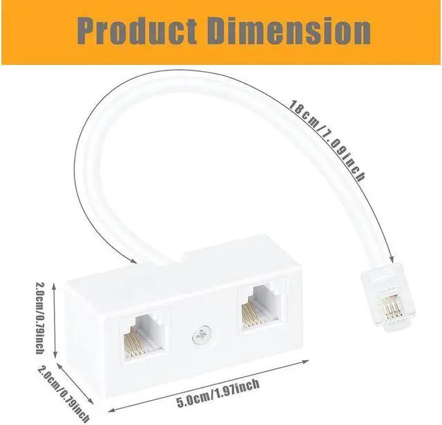 Alt view image 5 of 7 - BUCIER Telephone Splitter, RJ11 6P4C 1 Male to 2 Female Adapter, 2 Way RJ11 Telephone Plug to RJ11 Socket and Separator(2 Pack)