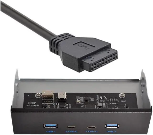 Main image of BUCIER USB-C & USB 3.0 HUB 4 Ports Front Panel to Motherboard 20Pin Connector Cable for 5.25" CD-ROM Bay