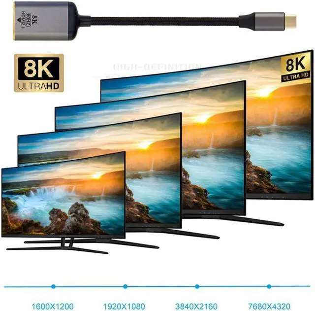 Alt view image 2 of 3 - BUCIER USB-C Type-C USB4 Source to Female HDTV 2.0 Cable Display 8K 60HZ UHD 4K HDTV Male Monitor