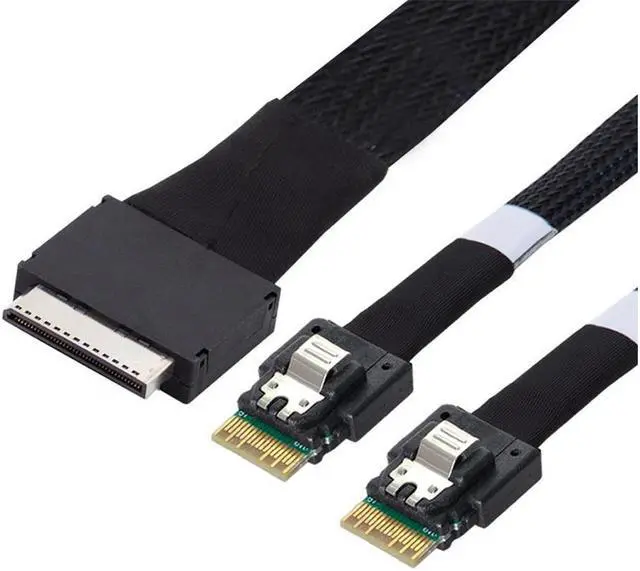 Main image of BUCIER To Dual SFF-8654 Slimline 4x SSD Data Active Cable 50cm OCuLink PCIe PCI-Express SFF-8611 8x 8-Lane