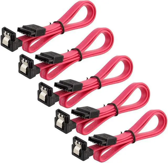 Alt view image 3 of 4 - BUCIER 5-Pack 18" SATA Cable 6GB/s Straight to Right Angle for Hard Drive/Optical Drive, Red
