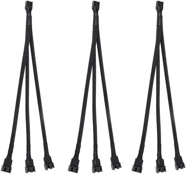 Main image of BUCIER Fan Splitter 3 Pack PWM Fan Splitter Cable 3 Way 4 Pin 3 Pin Sleeved Braided Extension Power Cable 1 to 3 Converter for PC Matherboard Desktop Computer CPU Fan 10.6 inches