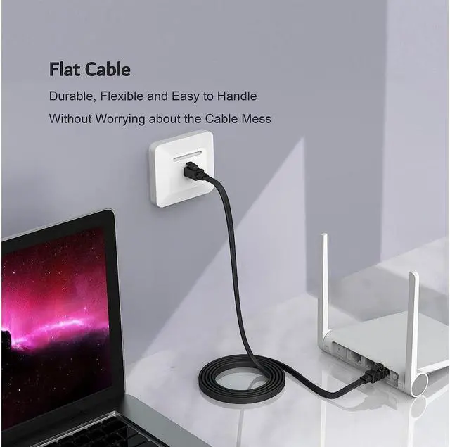 Alt view image 4 of 7 - BUCIER Cat 8 Ethernet Cable 1.5 ft High Speed, 26AWG Heavy Duty Shielded Ethernet Cord, 40Gbps 2000Mhz Flat Internet Network Patch Cord, Outdoor&Indoor, LAN Cable for Gaming, PS5/4/3, Modem, Router