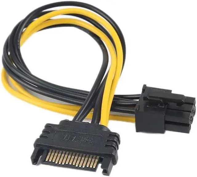 Alt view image 3 of 5 - BUCIER 1PCS 15pin SATA Male To 6pin PCI-E Power Supply Cable 20cm SATA Cable 15-pin To 6 Pin Adapter Cable 18AWG Wire For Graphic Card