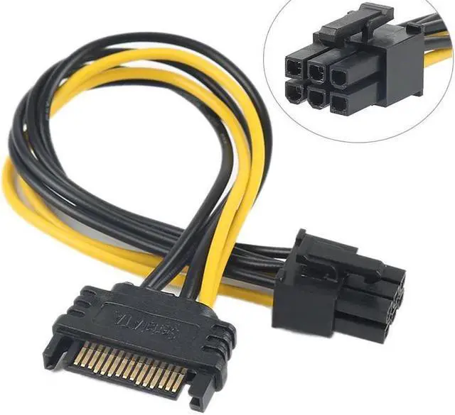 Alt view image 4 of 5 - BUCIER 1PCS 15pin SATA Male To 6pin PCI-E Power Supply Cable 20cm SATA Cable 15-pin To 6 Pin Adapter Cable 18AWG Wire For Graphic Card