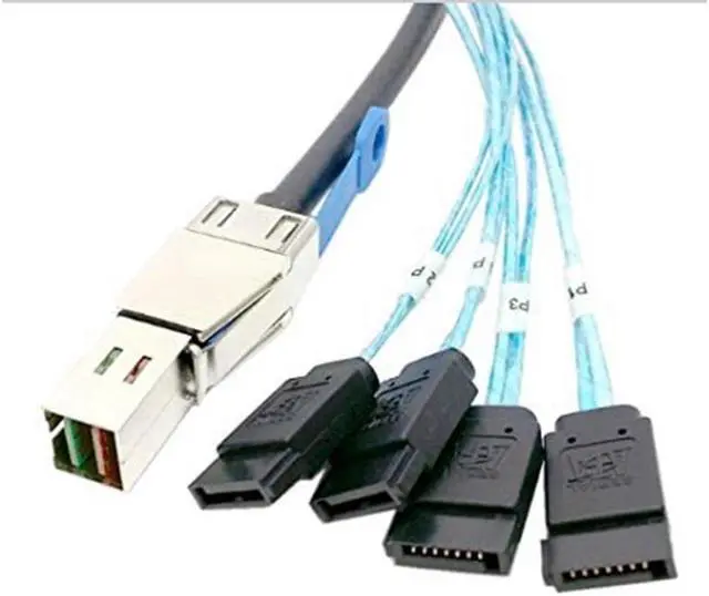 Alt view image 3 of 3 - BUCIER Mini SAS HD SFF-8644 to 4 x SATA 7Pin Hard Disk Cable 12Gbps Server External Hard Disk High-Speed Cable 3.33TF/1M