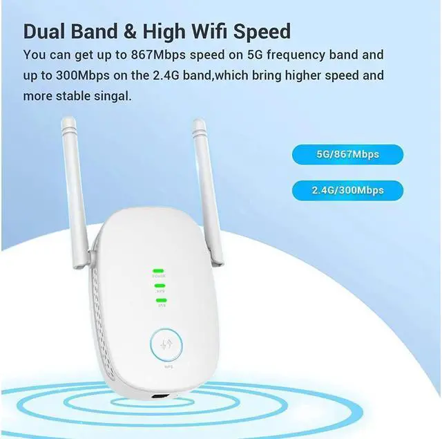 Alt view image 7 of 7 - BUCIER WIFI extensor, 1200Mbps WIFI enhancer, dual -frequency wireless signal enhancer relayer of the Ethernet port, the Internet enhancer expand WIFI to smart home equipment to smart home equipment