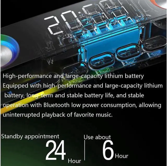 Alt view image 3 of 6 - BUCIER Clock Bluetooth Wireless Game Speaker soundbar 3D Stereo Subwoofer,Computer Loudspeaker with Light,soundbar for tv Home Theater (Color : White, Size : 495 * 88 * 57mm)