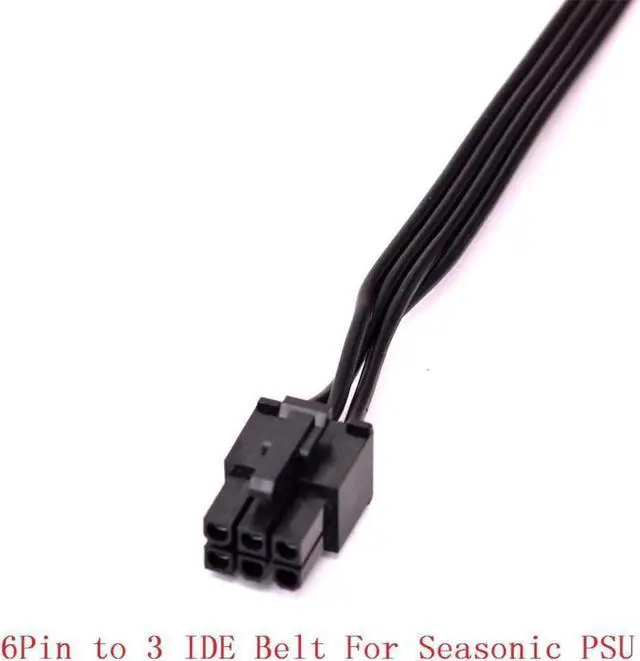 Alt view image 2 of 3 - PCIe 6Pin to 3x 4Pin IDE Curved Power Supply Cable for Seasonic KM3 Series X-750 X-850 SS-1050XP3 SS-1200XP3 M12II Evo Series 520 620 650 750 850 Snow Silent 750 1050 FOCUS PLUS Gold SSR-850FX/750FX