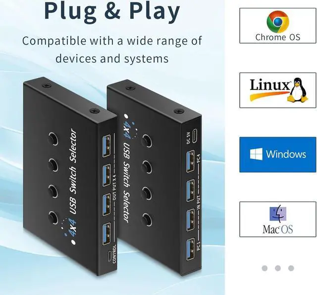 Alt view image 5 of 7 - usb switch 3 computers 4 computers,usb switcher 2 computers share keyboard mouse switch, USB 3.0 switch USB-A&C cable usb c switch selector,usb km switch,With USB-A&C cable and desktop controller