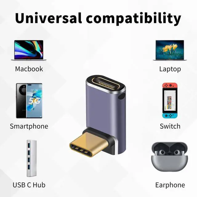 Alt view image 5 of 7 - BUCIER 240W USB C 90 Degree Adapter, Up Down Angle 90 Degree USB C Male to Female Extension Adapter 40Gbps with 8K@60Hz Video Compatible for iPad, Notebook, Galaxy S23,Thunderbolt 4/3
