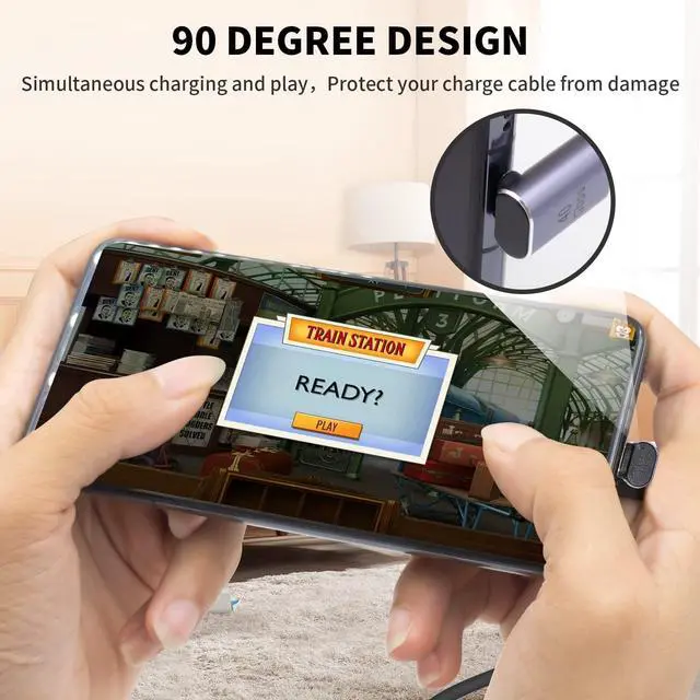 Alt view image 5 of 6 - BUCIER 3-Pack USB C Adapter 40Gbps, 90 Degree Right Angle USB C Extender PD 100W Type C Extension Connector with 8K Video for Thunderbort 4/3, HUB, Docking, Tablet