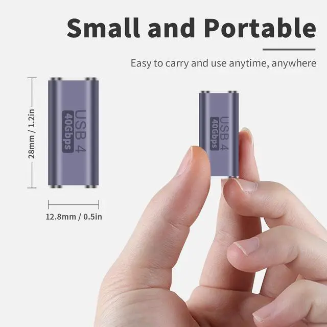 Alt view image 7 of 7 - BUCIER USB C Female to Female Adapter, 100W USB C Coupler, 40Gbps Type C Extension Extender Adapter Support Thuderbolt 4 Cable for Docking, Galaxy, 2-Pack