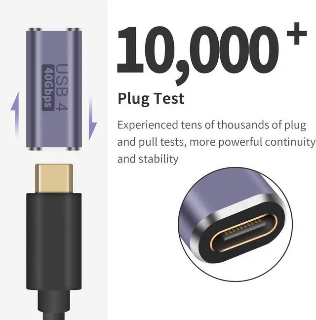 Alt view image 3 of 7 - BUCIER USB C Female to Female Adapter, 100W USB C Coupler, 40Gbps Type C Extension Extender Adapter Support Thuderbolt 4 Cable for Docking, Galaxy, 2-Pack