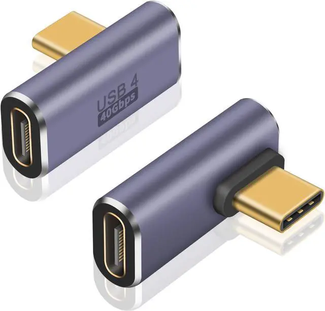 Main image of BUCIER USB C Right Angle Adapter 40Gbps, 8K@60Hz, 100W USB C 90 Degree Adapter, Right Angle Type C Male to Female Extender Thunderbolt 4 Connector for iPhone/Tablet/PC/Galaxy S23, 2-Pack