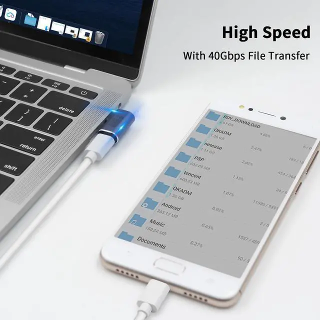 Alt view image 4 of 7 - BUCIER Right Angle USB C Adapter, 40Gbps 90 Degree Type C Extender Support 8K Video & 100W Charging for Thunderbolt 4, USB 4, Mobile Phone, Tablet, 2Pack