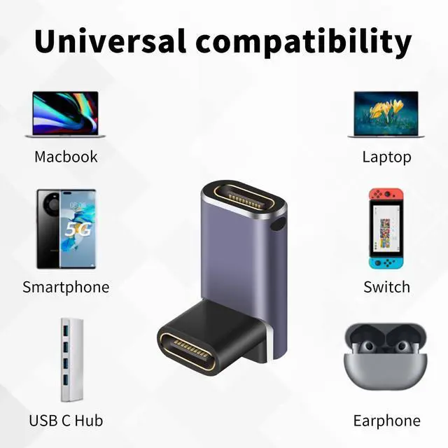 Alt view image 5 of 7 - BUCIER 240W USB C Coupler Female to Female, 40Gbps USB C Coupler, 90 Degree L Shape Type C Extender Support 8K Video Output for MacBook, ipad, Thunbderbolt 4/3