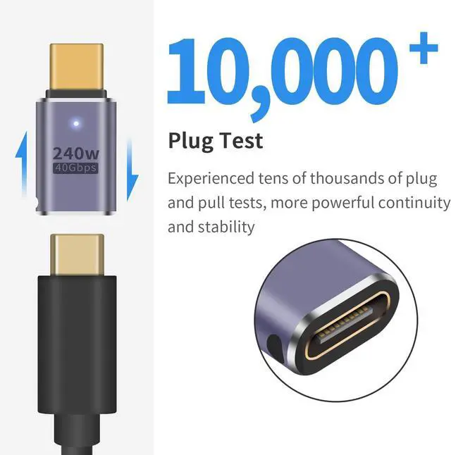 Alt view image 5 of 7 - BUCIER USB Type C Extender Adapter, 240W USB C Extender Adapter, 40Gbps USB C Male to Female Extension Adapter with 8K Video Display for iPad, iMac, MacBook, Thunderbolt 3/4, 1Pack