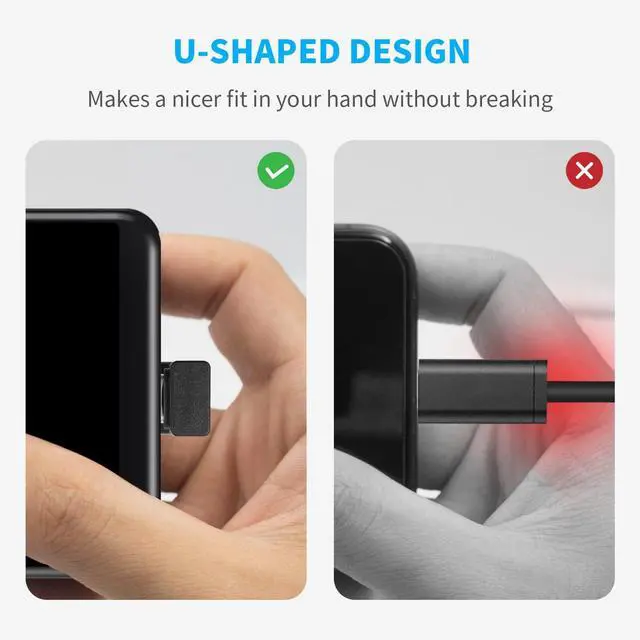 Alt view image 7 of 7 - BUCIER USB C U Shape Adapter, 3-Pack USB C 180 Degree Adapter, 10Gbps USBC to USBC Extension Adapter with (Type-C 3.1 Gen 2) Data Fast Charging Connector for Mobile Phone, Laptop,Galaxy