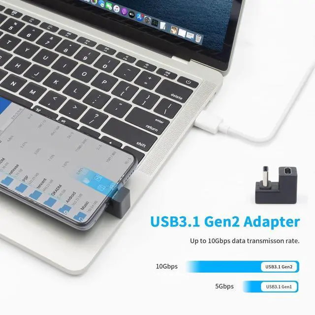 Alt view image 2 of 7 - BUCIER USB C U Shape Adapter, 3-Pack USB C 180 Degree Adapter, 10Gbps USBC to USBC Extension Adapter with (Type-C 3.1 Gen 2) Data Fast Charging Connector for Mobile Phone, Laptop,Galaxy