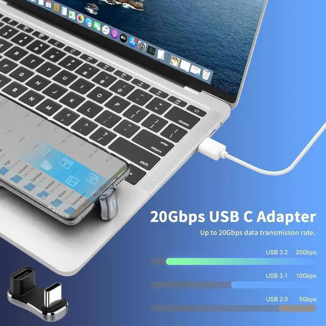 Alt view image 2 of 7 - BUCIER USB C U Shape Adapter, (3Pack) USB C 180 Degree Adapter for Steam Deck, 20Gbps USB C to USB C Adpter (Type C 3.2 PD 140W) Wider USB C Angle Adapter for Laptop, Phone, USB C Hub