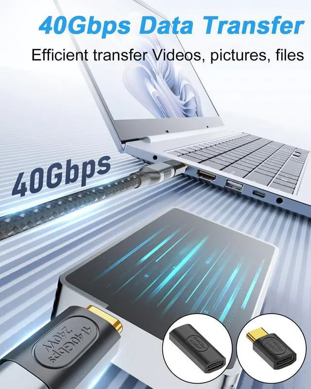 Alt view image 3 of 7 - BUCIER USB C Extender Adapter 240W, 40Gbps Type C Male to Female Adapter & USB C Female to Female Adapter, Type C Extension Adapter for iPhone & Laptop