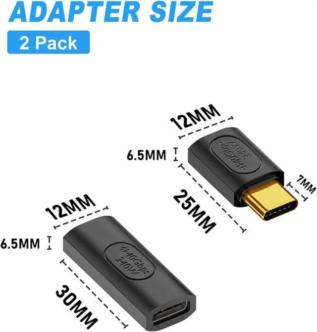 Alt view image 6 of 7 - BUCIER USB C Extender Adapter 240W, 40Gbps Type C Male to Female Adapter & USB C Female to Female Adapter, Type C Extension Adapter for iPhone & Laptop