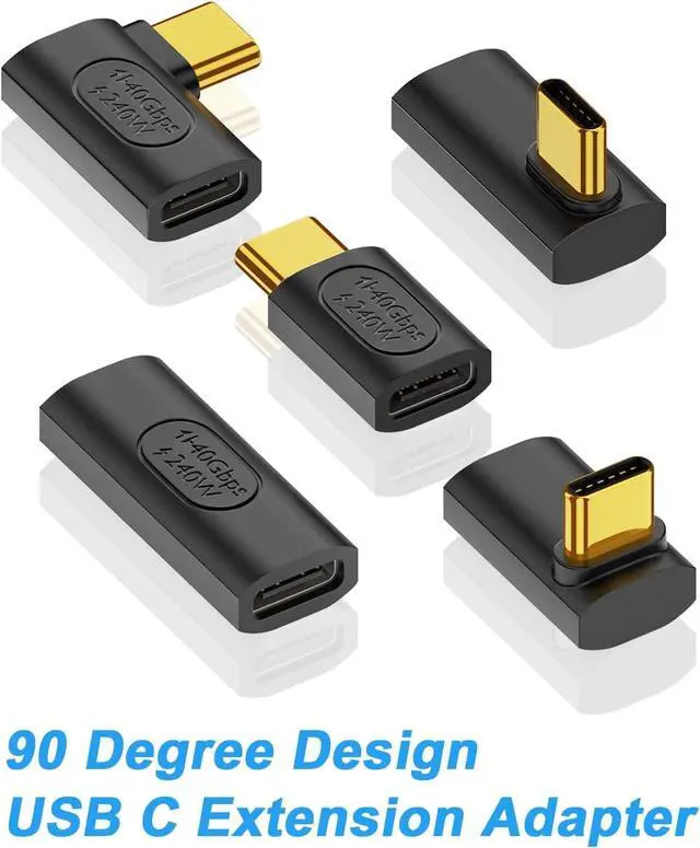 Alt view image 7 of 7 - BUCIER 240W USB C Adapter 5-Pack, 40Gbps USB 4.0 Type C Extender, 90 Degree Right Angle USB C Adapter Fast Charging Type C Extension Connector for 8K, Thunderbolt 4/3, Steam Deck, Laptop