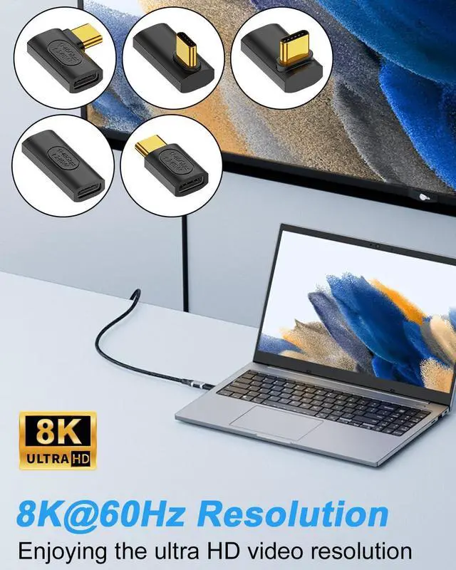 Alt view image 4 of 7 - BUCIER 240W USB C Adapter 5-Pack, 40Gbps USB 4.0 Type C Extender, 90 Degree Right Angle USB C Adapter Fast Charging Type C Extension Connector for 8K, Thunderbolt 4/3, Steam Deck, Laptop