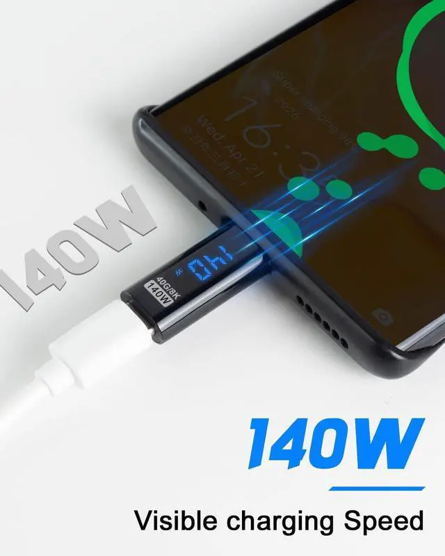 Alt view image 2 of 7 - BUCIER USB C Adapter LED Wattage Display 140W, 40Gbps USB C Extension Adapter, PD 3.1 Type C Power Meter Tester with Digital Display Type C Extender for iPhone MacBook Thunderbolt Charging, 2-Pack