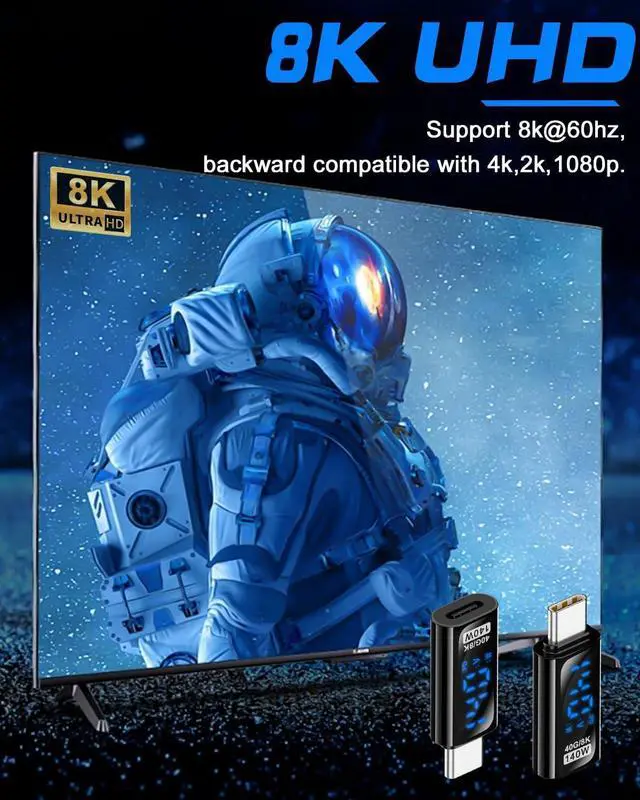 Alt view image 5 of 7 - BUCIER USB C Adapter LED Wattage Display 140W, 40Gbps USB C Extension Adapter, PD 3.1 Type C Power Meter Tester with Digital Display Type C Extender for iPhone MacBook Thunderbolt Charging, 2-Pack